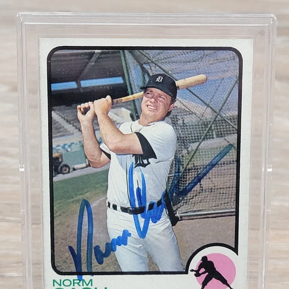 1973 Topps Norm Cash #485 Signed Autograph Detroit Tigers Baseball Card
